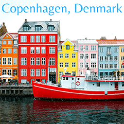 colorful houses with boats in Denmark