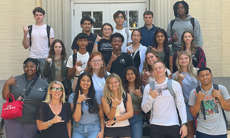 First-Gen U101 class standing outside Maxcy College in 2024