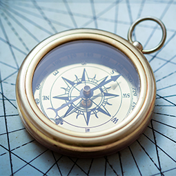Compass on a map