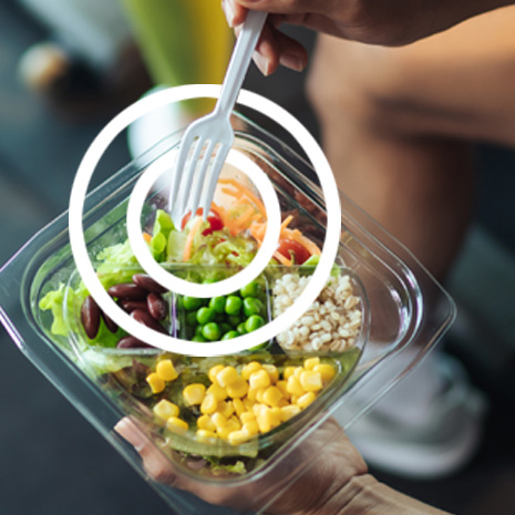 Closeup of a healthy meal and fork