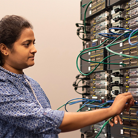 Student looking at a server