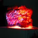 A glowing sculpture featured in the exhibition "...and this stays between us, right?"