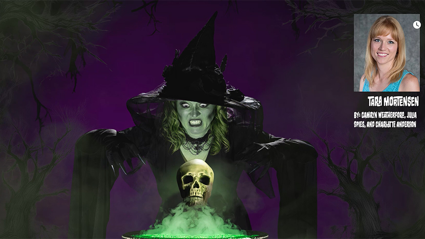 a witch and a bubbling cauldron