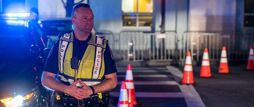 Police Officer Working Traffic at Night