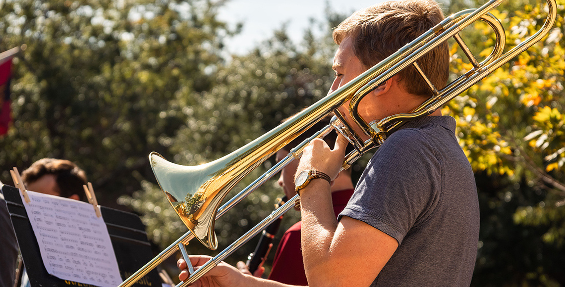 Ears Wide Open pop-up concert trombonist
