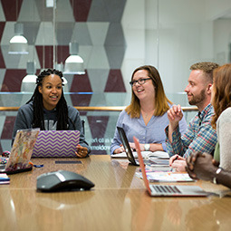 students in conference room