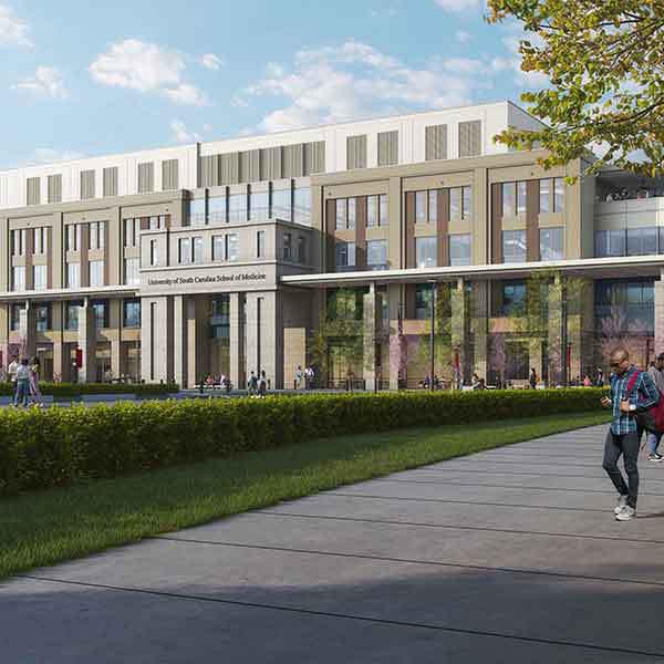 A rendering of the new School of Medicine Columbia education and research facility