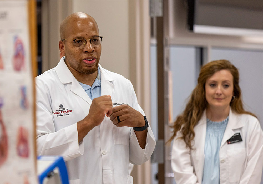 Two nursing professors in the classroom