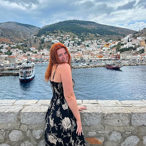 A photo of Caroline Hinkebein in Greece.