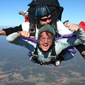 two people skydiving